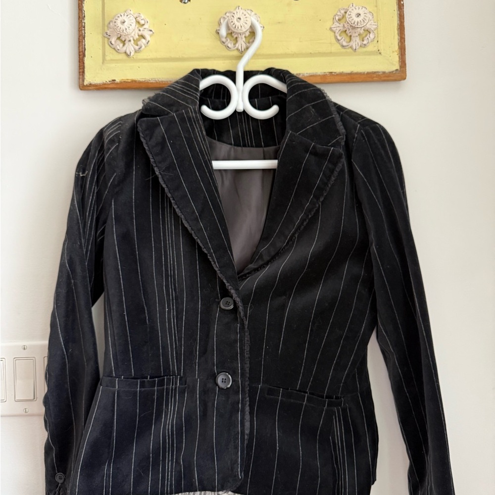 Velvet Black Pinstripe Blazer